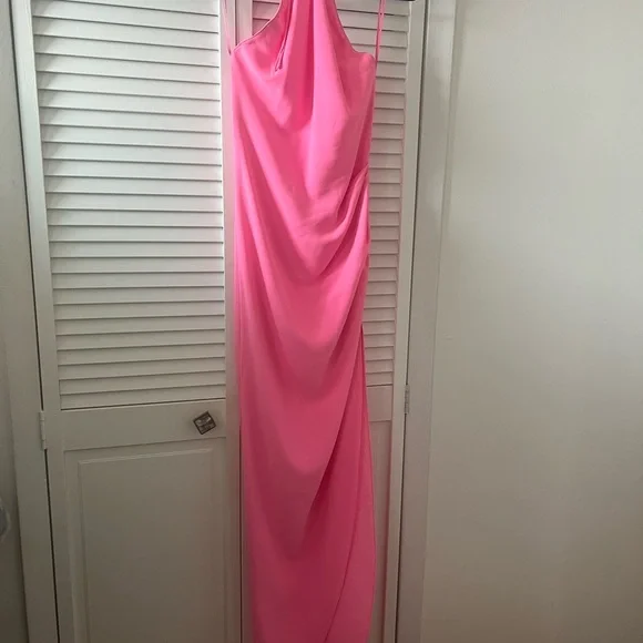 Amanda Uprichard Vibrant Pink Halter Gown - Picture 2 of 3
